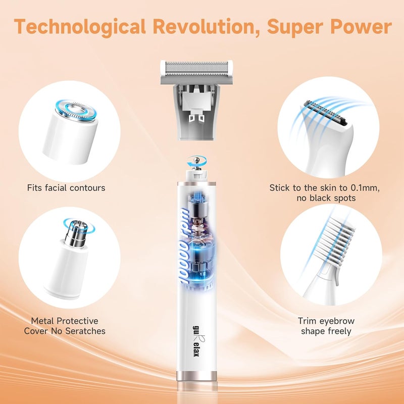 gurelax Electric Body Hair Trimmer - Groin Trimmer for Men - Bikini Trimmer Women - 5-in-1 Lady Shaver Groomer, IPX7 Waterproof Razor Heads&USB Recharge with Travel Bag - Image 4